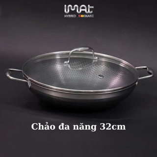 [Hàng chính hãng] Chảo xào/ đa năng sâu lòng inox iMat Hybrid Blackcube 32cm, Phủ chống dính Daikin-Nhật Bản thế hệ mới