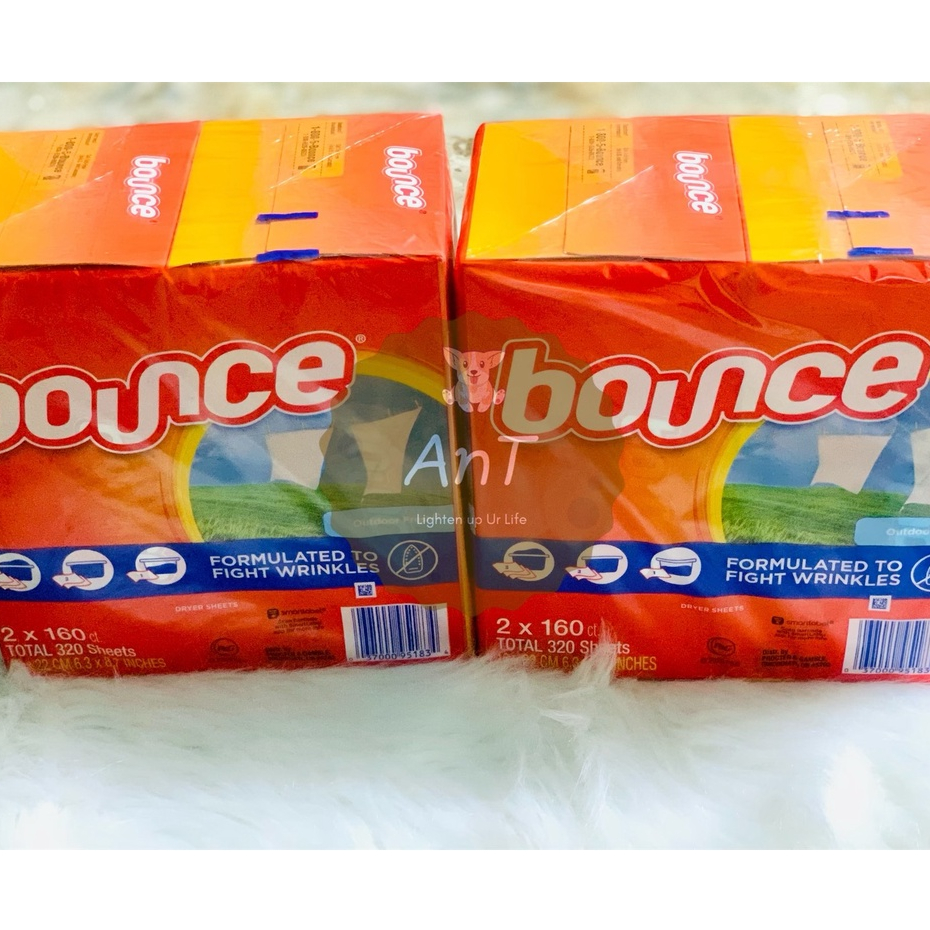 Giấy thơm khử mùi 4 trong 1 hiệu Bounce của Mỹ (Bounce Dryer sheet) - hộp 160 tờ