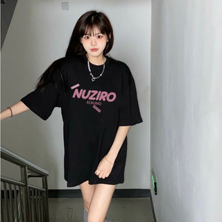 Áo phông nữ Đen in ấn oversize cổ tròn hàn quốc 100%cotton áo thun tay ngắn Focus local brand