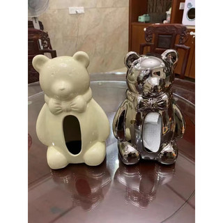 Hộp Đựng Giấy Hình Con Gấu Bằng Sứ Dùng Để Trang Trí Decor Phòng Khách, Hộp Khăn Giấy