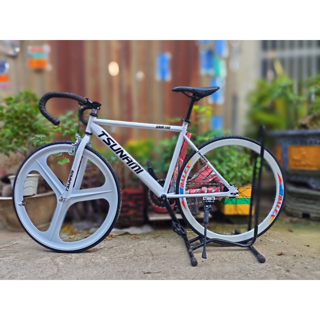 XE ĐẠP THỂ THAO FIXED Gear Tsunami (CÓ THỂ THAY ĐỔI BÁNH XE BẰNG BÁNH BA ĐAO) màu trắng/xám/đen/xanh