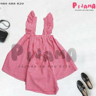 Bộ đùi caro b01, bộ đùi pizama, bộ ngủ nhẹ nhàng họa tiết karo