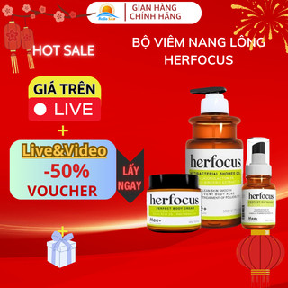 Liệu Trình Xịt Viêm Nang Lông HERFOCUS 100ml + Sữa Tắm+ Kem Viêm Nang Lông HERFOCUS- Mee Natural- Shop Hello Sun