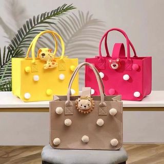 Túi xách tote, túi vải nỉ xốp siêu nhẹ họa tiết hoạt hình, túi bỉm sữa du lịch cho mẹ và bé