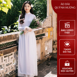  Áo dài trắng,áo dài phi bóng, áo dài chụp kỷ yếu chất liệu phi bóng trơn by Quỳnh Hương