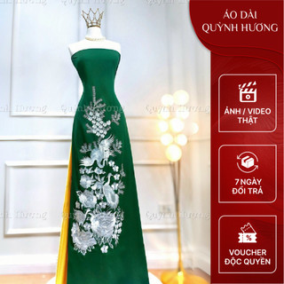LM5- Vải áo dài cho mẹ chất liệu lụa mỹ hình thêu nổi cao cấp và sang trọng cho mẹ by Quỳnh Hương