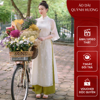 Áo dài AN VY voan tơ đính nơ hoa mẫu mới siêu xinh by Quỳnh Hương