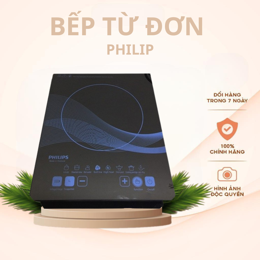 Bếp Từ Cảm Ứng Điện Philips Đơn Bề Mặt Kính Dẫn Nhiệt Nhanh,Chức Năng Hẹn Giờ, Công Suất 2200W Siêu Bền