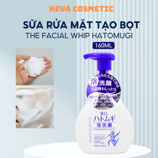 Sữa rửa mặt tạo bọt Hatomugi Facial whip 160ml cấp ẩm trắng da hàng Nhật nội địa - Keva Cosmetic