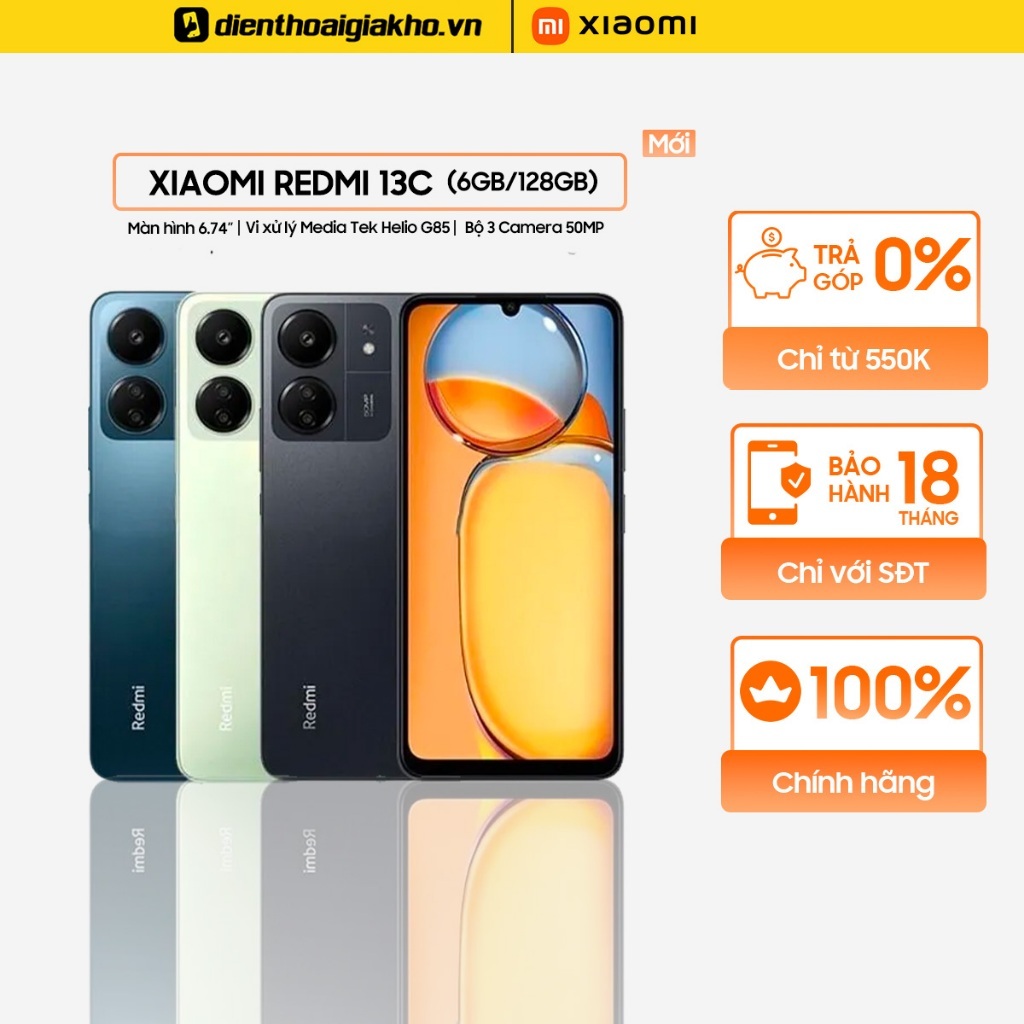 Điện Thoại Xiaomi Redmi 13C 6GB/128GB Chính Hãng - Bảo Hành 12 Tháng