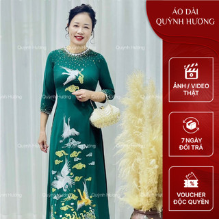 Áo dài lụa thêu kết họa tiết cao cấp cho mẹ by Quỳnh Hương