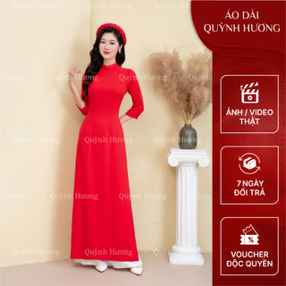 Áo dài truyền thống lụa mỹ màu đỏ siêu xinh by Quỳnh Hương