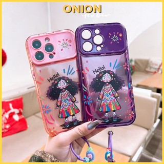Ốp Cô Gái Tóc Xù kèm móc và gương dành cho iPhone Xsmax 11 12 13 14 15 Pro Promax