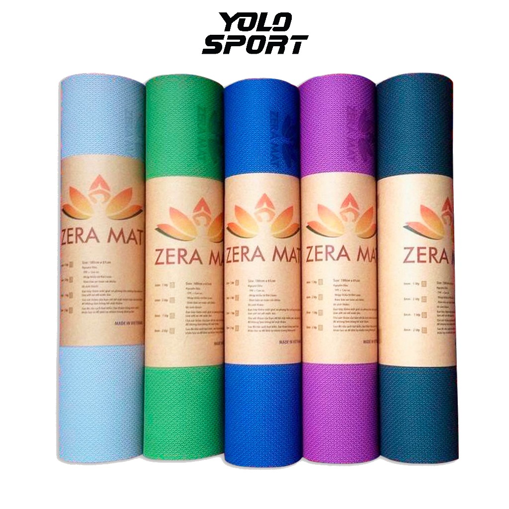 Thảm Tập Gym Yoga 2 Lớp Dày 8mm Zera Mat Cao Cấp Thể Thao Không Mùi Hôi Chống Trượt Kèm Dây Buộc YOL