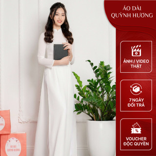 [Mã BMLT35] Áo dài truyền thống trắng nữ học sinh đi học chụp hình kỷ yếu lụa mỹ 2 tà by Quỳnh Hương
