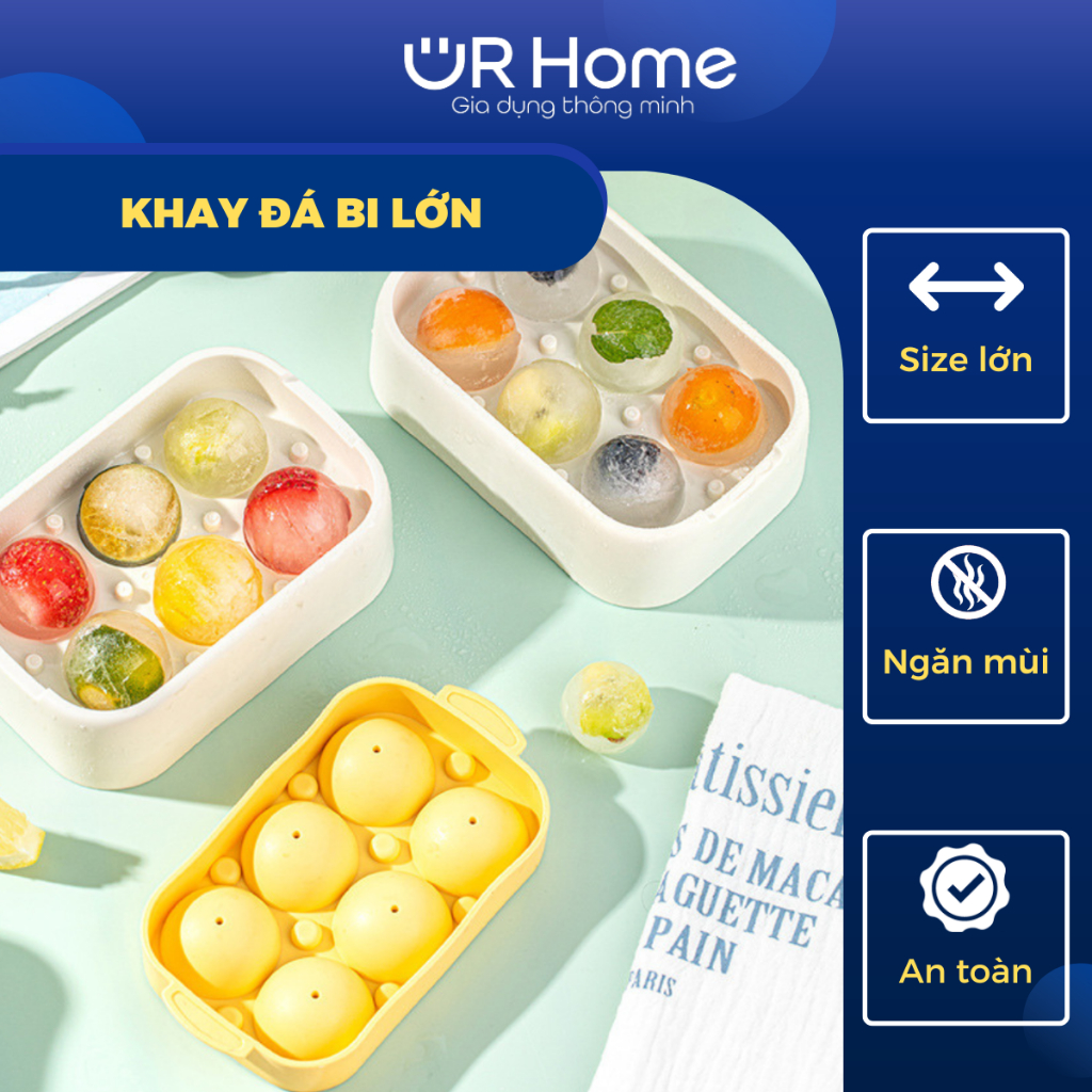 Khay Đá Bi Tròn Silicon Kích Thước Lớn Cao Cấp Urhome