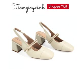 Giày cao gót đế vuông Ninshoes hở gót 5 phân Dày cao gót nữ phong cách tiểu thư CGM0119