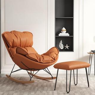 Ghế bập bênh thư giãn, ghế sofa bập bênh bọc da cao cấp, ghế sofa lười hàng nhập khẩu sang trọng, kèm đôn gác chân- GTG3