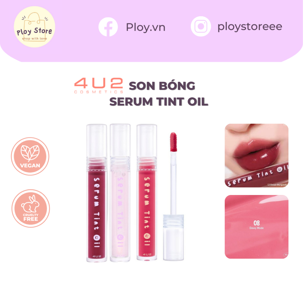 Son bóng 4U2 Serum tint oil căng mọng glowy lâu trôi 3g
