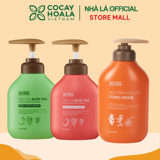 COMBO Dầu Gội Xả Hữu Cơ Bưởi Trà COCAYHOALA 350G + Sữa Tắm Thảo Dược Hữu Cơ Gừng Nghệ Cỏ Cây Hoa Lá 500g