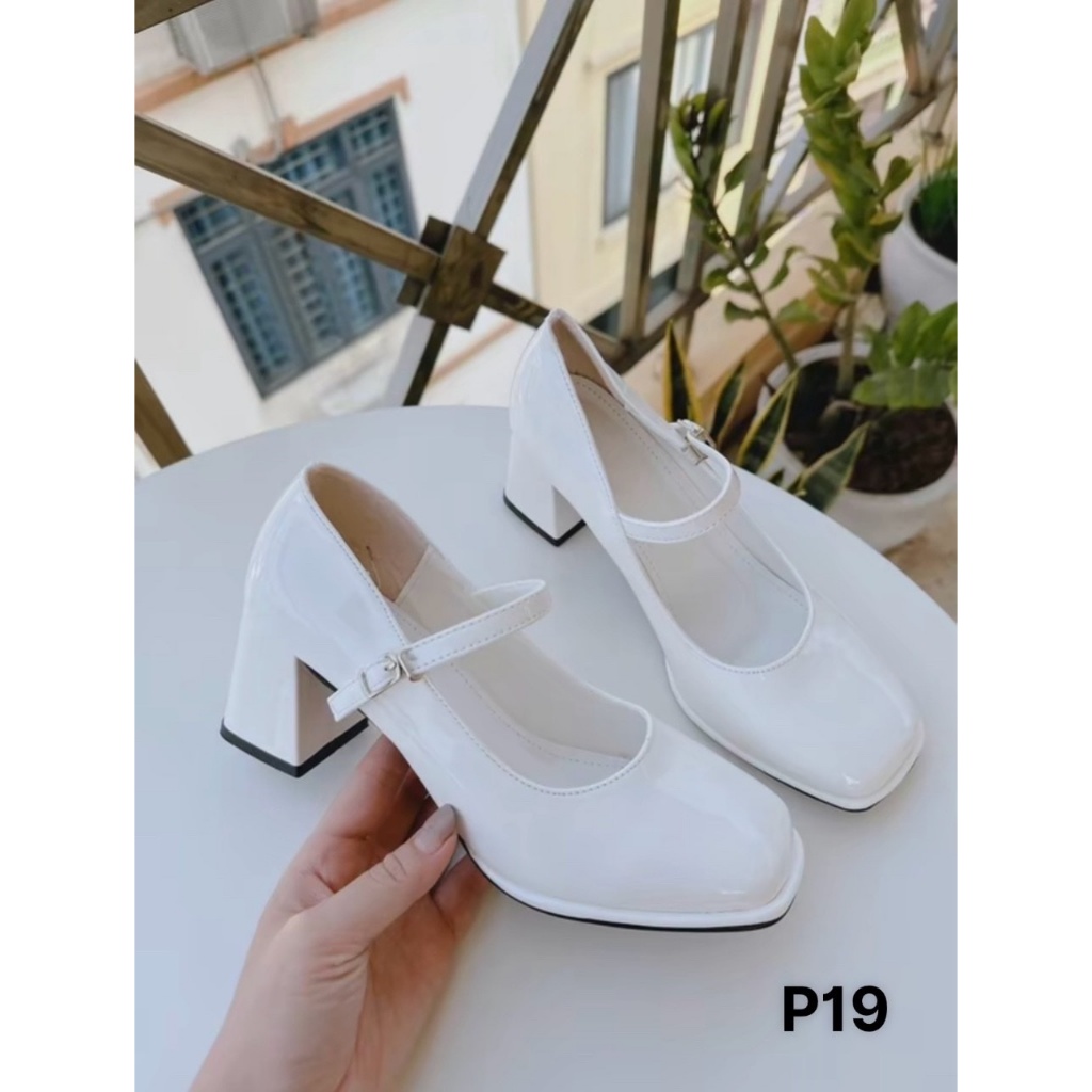 Giày cao gót TUYET SHOES MarryJane gót vuông 7cm P19 - Giày Búp Bê Lolita da bóng - Phom chuẩn