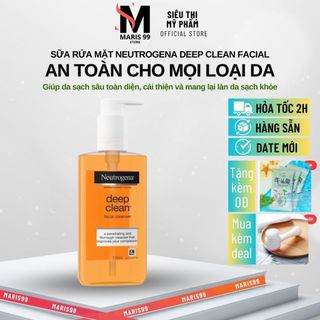 Sữa Rửa Mặt NEUTROGENA Deep Clean Facial Cleanser Sạch Sâu, Dịu Nhẹ, Ngăn Ngừa Mụn (150ml) _Bchoice