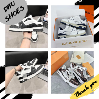 Giày lv 54 nam nữ, giày louis vuittion trainer 54 xanh than đen trắng nam nữ full bill box