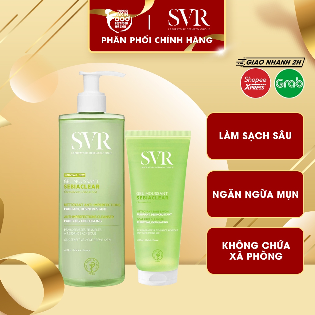 Sữa Rửa Mặt Dạng Gel Không Chứa Xà Phòng Dành Cho Da Dầu Svr Sebiaclear Gel Moussant