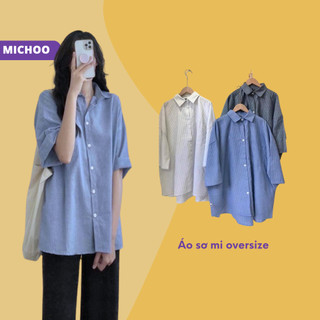 Áo Sơ Mi Nữ Cộc Tay Oversize MICHOO Chất Thô Form Rộng Mát