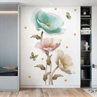 🛥🛥Tranh decal dán tường HOA PHA LÊ trang trí phòng khách - Decal dán tường 🛥🛥