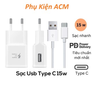 Bộ sạc nhanh samsung USB Type C 15W, Cáp sạc Type C và Củ sạc nhanh dùng cho điện thoại ss thiết bị gia dụng