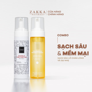 Bộ Đôi Làm Sạch Sáng Êm Dịu, Tối Sạch Sâu Zakka Naturals 15 Sữa rửa mặt Hoa Cúc 185g và Sữa rửa mặt Mandelic 185g