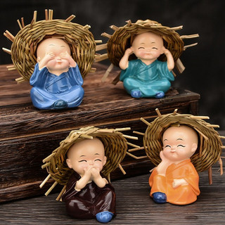 Bộ Tượng 4 Chú Tiểu Tứ Không Đội Nón Rơm