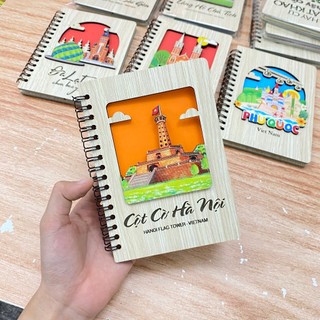 Sổ gỗ hoạ tiết danh lam du lịch