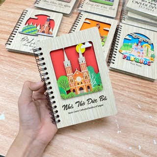 Sổ gỗ hoạ tiết danh lam du lịch