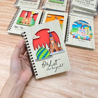 Sổ gỗ hoạ tiết danh lam du lịch