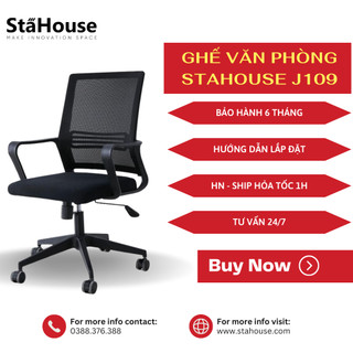 Ghế văn phòng, ghế làm việc lưng vuông chắc chắn chân xoay Stahouse GVPJ109