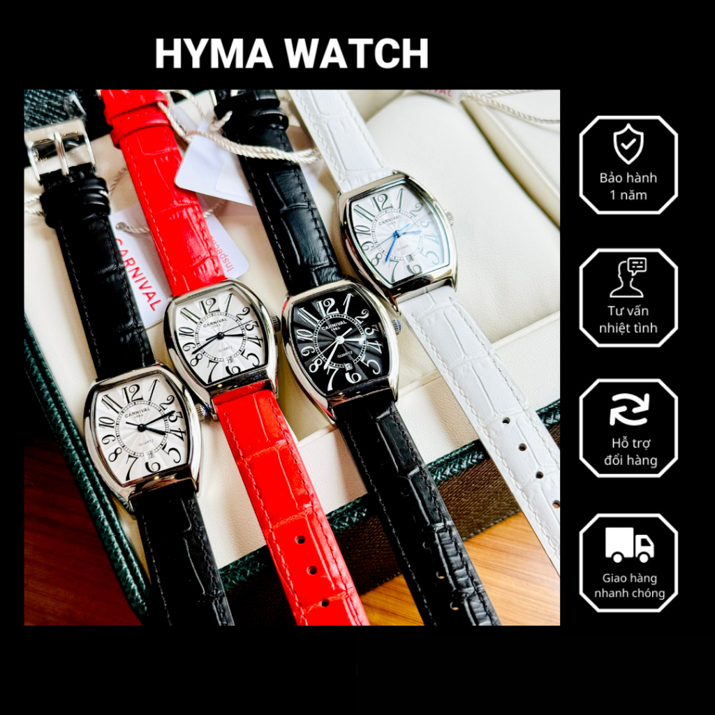 Đồng hồ nữ thời trang cao cấp Carnival 83231 Dây da Bảo hành 5 năm Hyma Watch