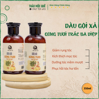 Combo dầu gội dầu xả gừng và trắc bá diệp hỗ trợ mọc tóc giảm rụng tóc cho da đầu Thảo mộc quê