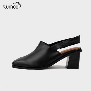 Giày Cao Gót Bít Mũi Nữ KUMOO Laure Retro Heels Màu Đen Da Nappa Đế 5cm Quai Hậu Tiện Dụng Thời Thượng GCG-KUMO-008