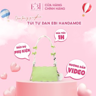 [Có Video HD] Túi tự đan EBI HANDMADE đeo vai da Pu thắt nơ cute dây xoắn xinh xắn làm quà tặng bạn gái ý nghĩa - ES94