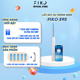  Dụng cụ lấy ráy tai có camera đầu kim loại bọc silicon FIKO E9S - Tặng 1 đầu kim loại 5 đầu bọc silicon 