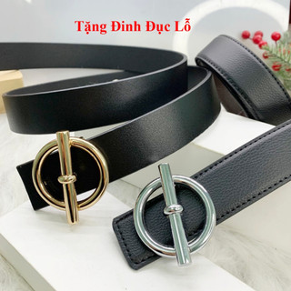 Thắt lưng dây nịt nam nữ mặt o xiên siêu đẹp bản rộng 3,2cm tặng đinh đục lỗ GN218