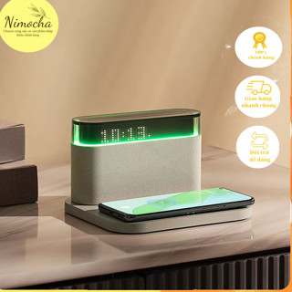 Loa bluetooth mini tích hợp sạc không dây, Đèn ngủ đa sắc tích hợp đồng hồ báo thức , Đế sạc không dây đa năng