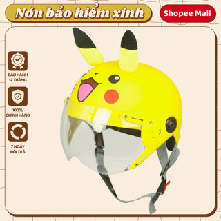 Mũ bảo hiểm trẻ em kính càng VARO - PIKACHU tai vàng cho bé từ 4-8 tuổi