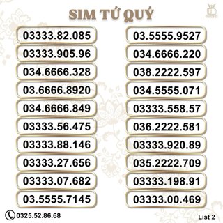 Sim số đẹp tứ quý giữa viettel list 2, giá cực rẻ, hỗ trợ đăng ký chính chủ