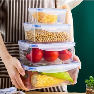 Bộ 4 hộp đựng thực phẩm nhựa nắp xanh