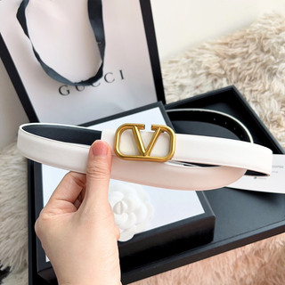 Thắt lưng nữ Valenti hàng hiệu cao cấp, dây lưng nữ màu trắng bản vừa