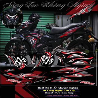 Decal chữ tàu trắng dán cho xe winner x v3 màu đen đẹp,tem rời,in chất liệu decal trắng 3 lớp