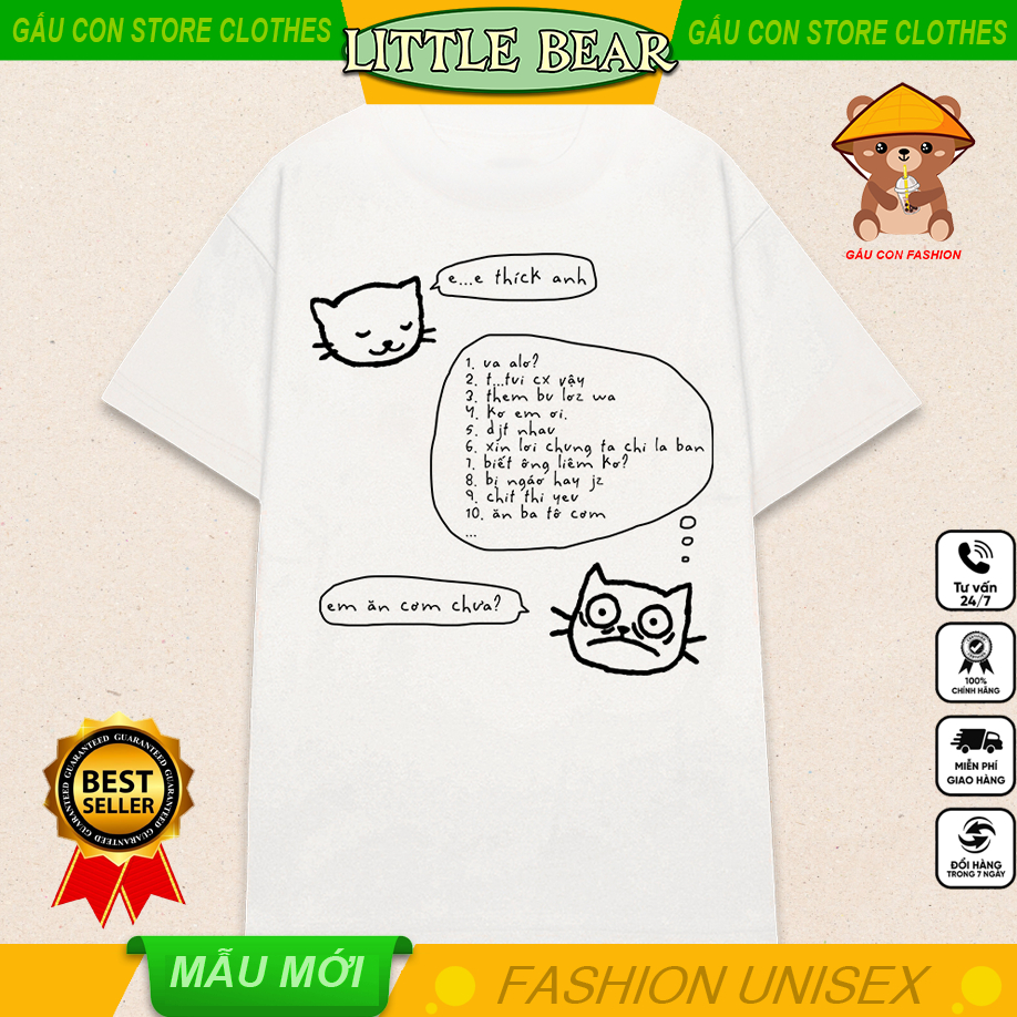 Áo thun oversize local brand Mèo cute vớ vẩn | Áo Meme